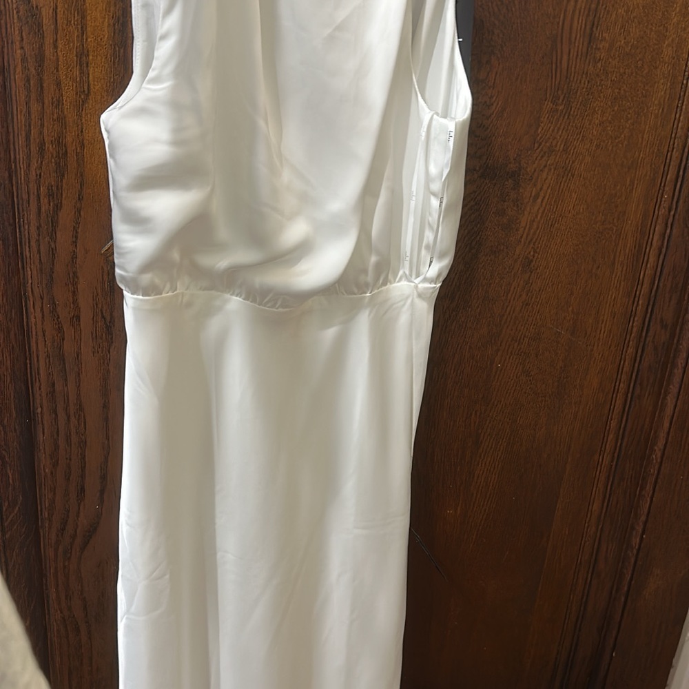 Lulu's Cream Satin Midi Dress